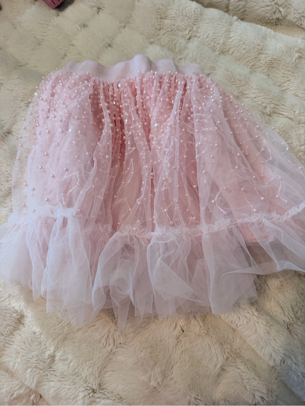 Pink Pearl Tulle Girls Skirt